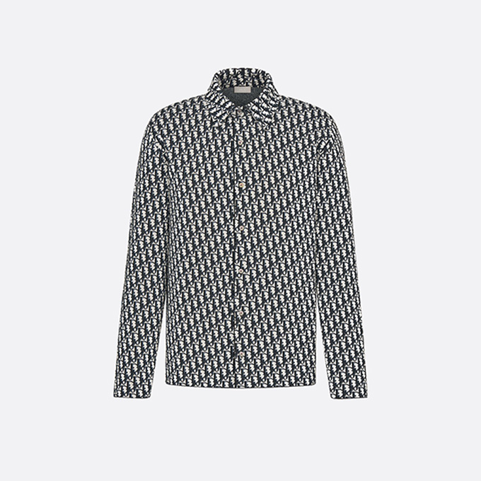 dior oblique jacquard knit long sleeve shirt